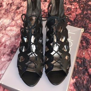 Black wedge gladiator sandals by LOFT